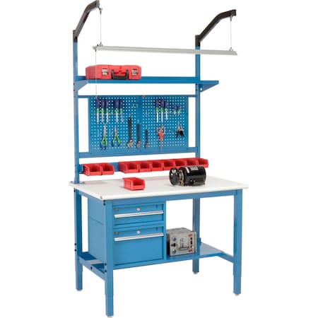 Global Industrial 48inW x 30inD Production Workbench, ESD Safety Edge Complete Bench, Blue 319299BL